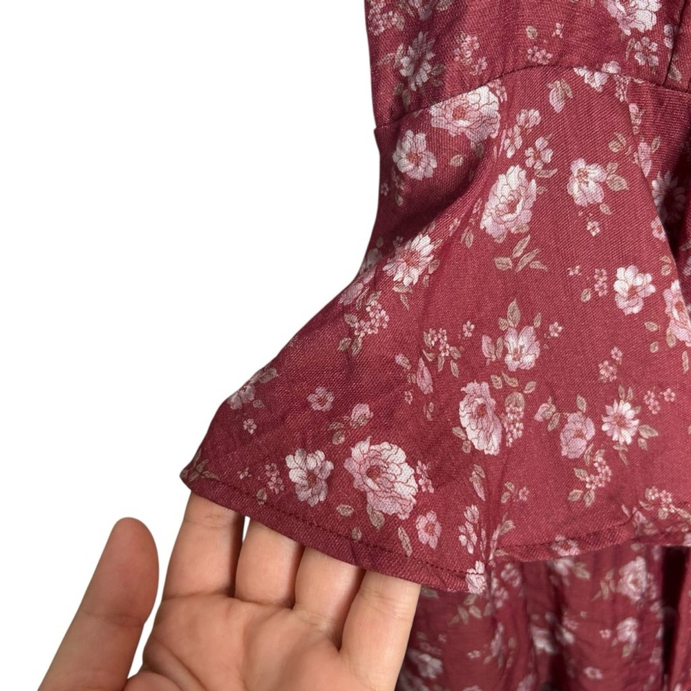 Altar'd State Brynn Boho Floral Apple Butter Tiered Mini Dress Women’s Sz Large - Picture 8 of 11